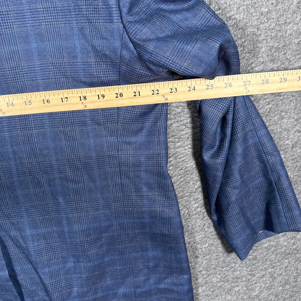 Loro Piana Sport Coat Mens 44R Blue Plaid 100% Wool Cremieux Blazer Jacket